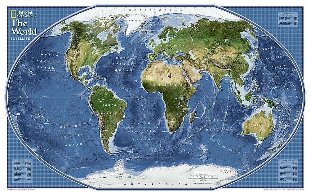 2011 World Explorer Satellite Map Wall Map
