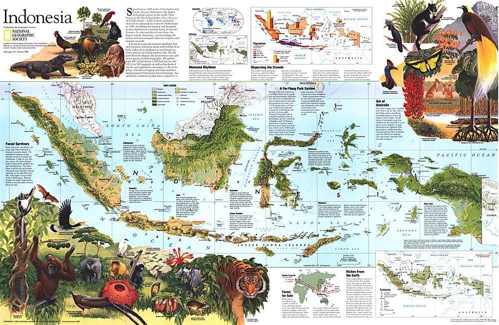 1996 Indonesia Theme Map Wall Map