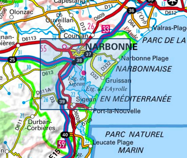 Carte TOP 25 n° 2546 OT - Narbonne | IGN carte de randonnée IGN