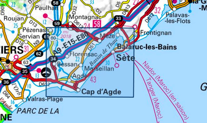 Carte TOP 25 n° 2645 ET - Sète, Cap d'Agde, Etang de Thau | IGN carte de randonnée IGN