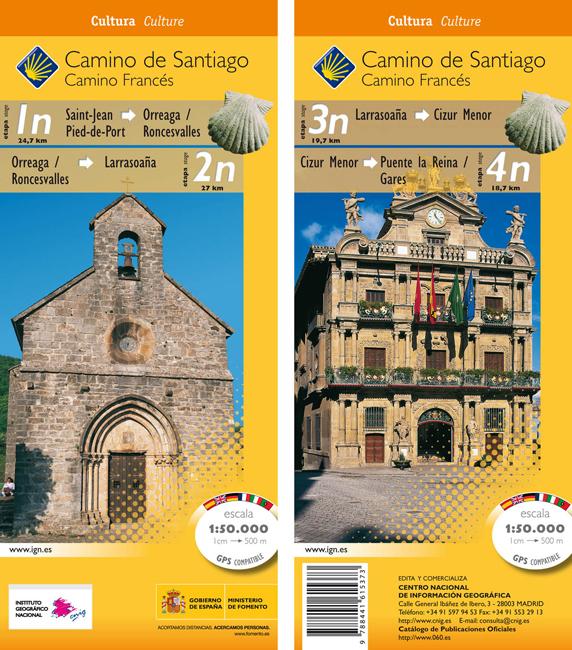 Carte topographique - Camino Santiago: St-Jean-Puente Reina | CNIG carte pliée CNIG