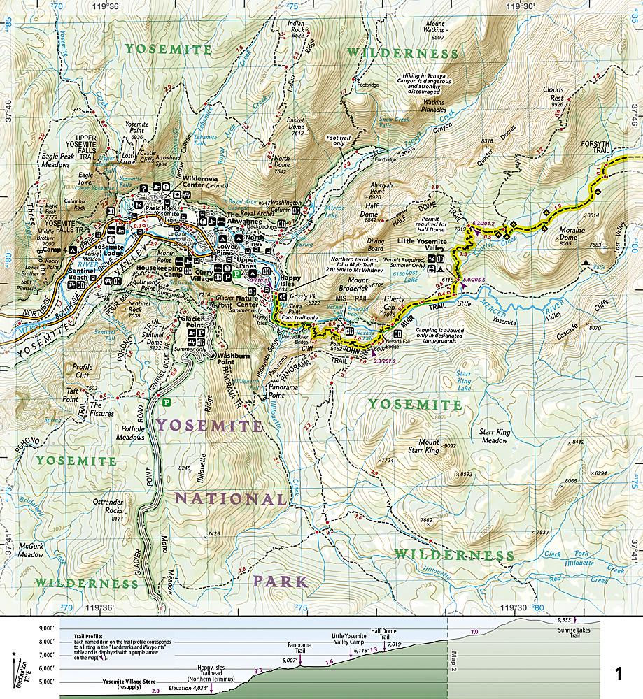 Carte topographique du John Muir Trail (Californie) | National Geographic carte de randonnée National Geographic
