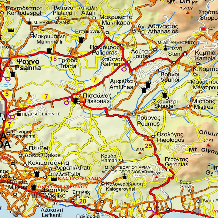 Carte topographique - Eubée - Skyros | Anavasi carte routière Anavasi