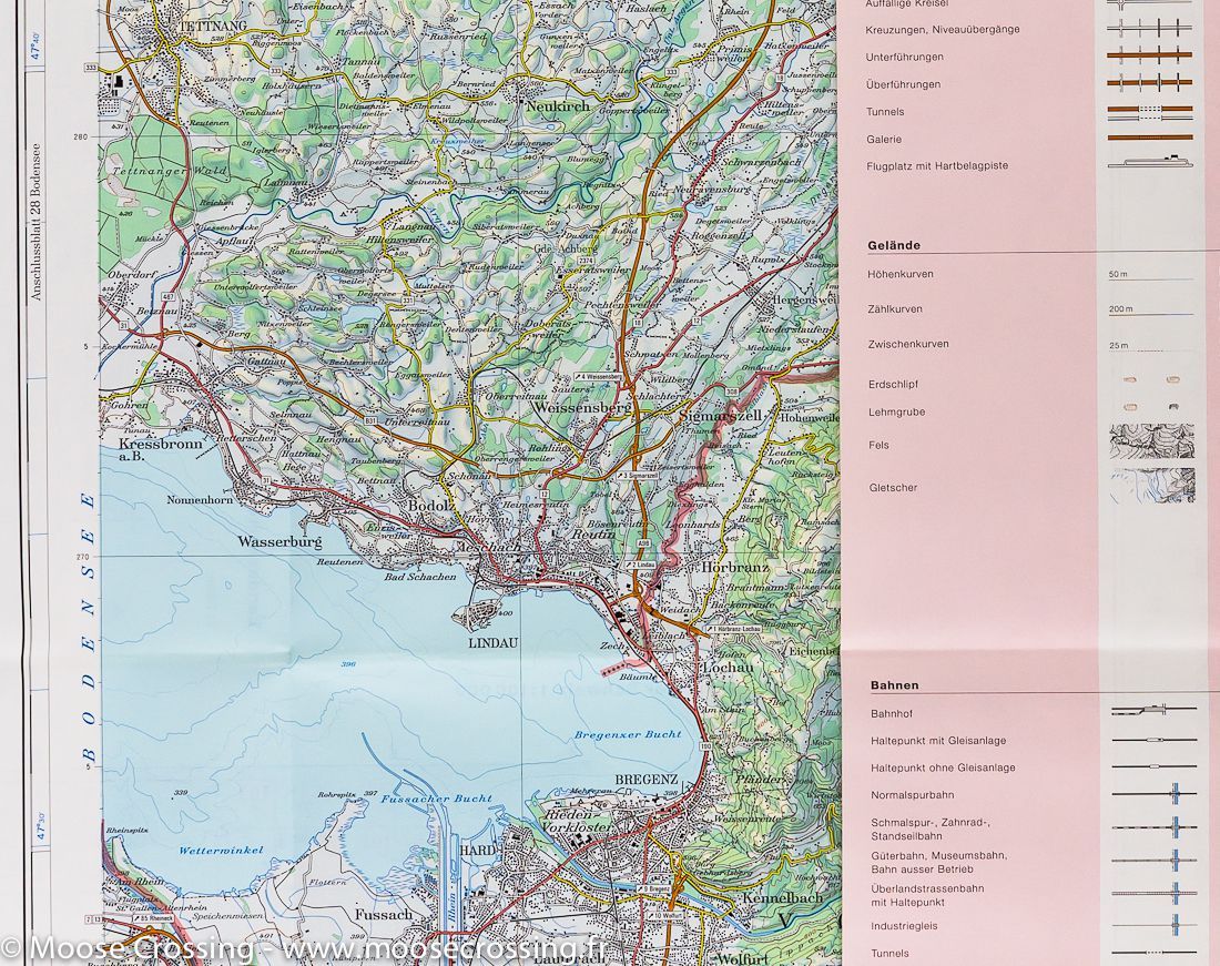 Carte topographique n° 28 bis - Lindau (Suisse) | Swisstopo - 1/100 000 carte routière Swisstopo