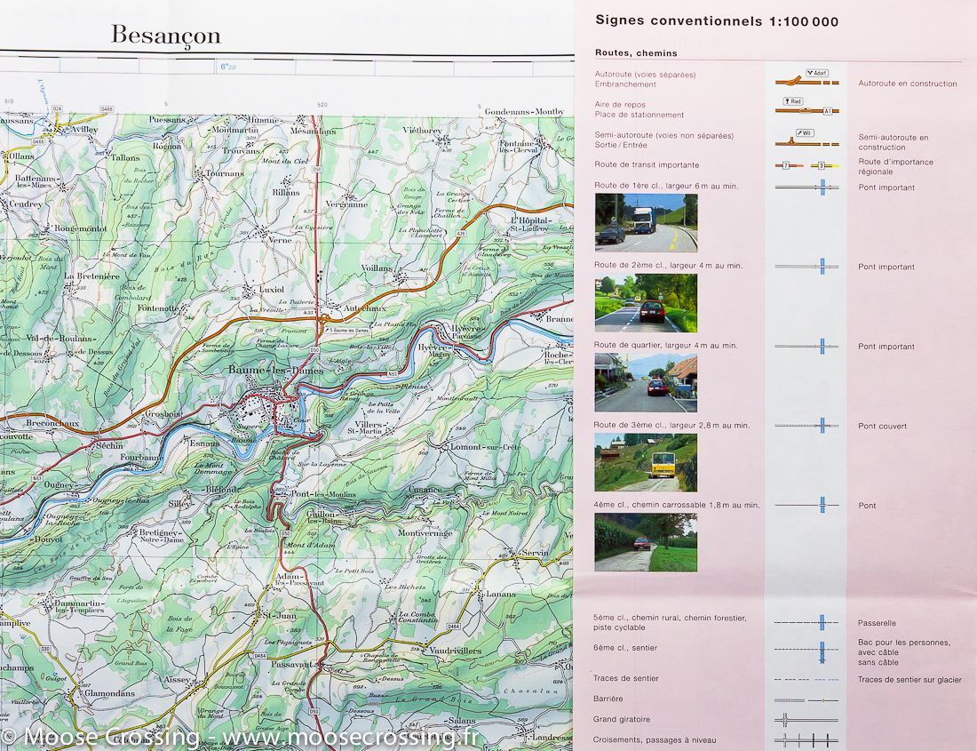 Carte topographique n° 30 - Besançon (France) | Swisstopo - 1/100 000 carte routière Swisstopo