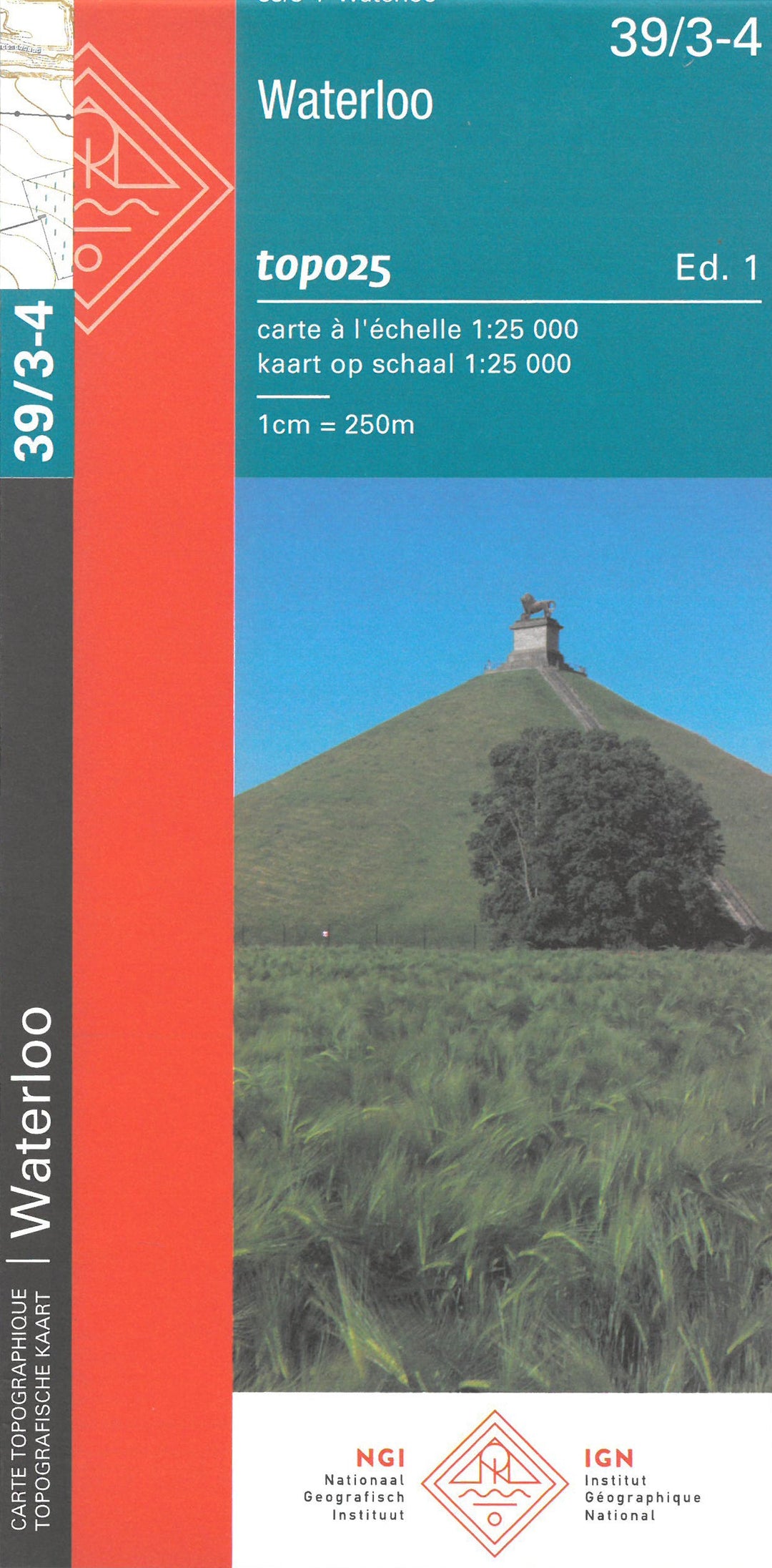 Carte topographique n° 39/3-4 - Waterloo (Belgique) | NGI topo 25 carte de randonnée IGN Belgique