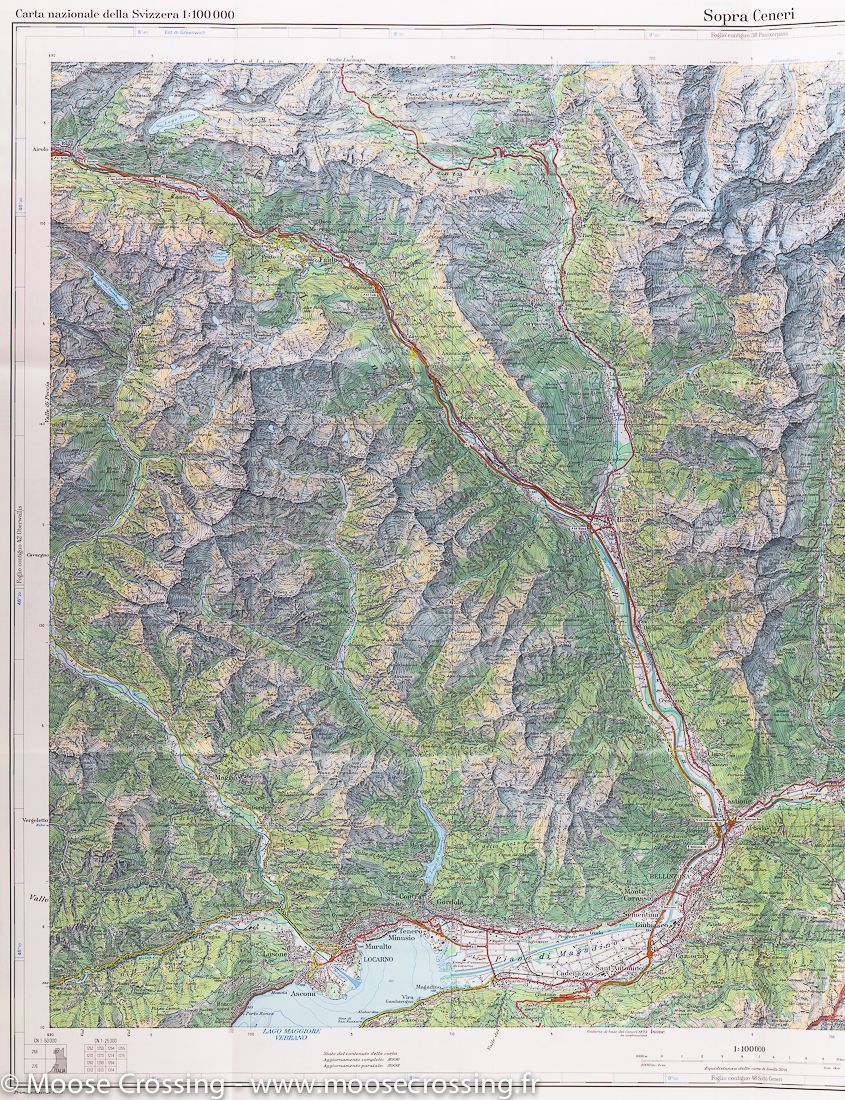 Carte topographique n° 43 - Sopra Ceneri (Suisse) | Swisstopo - 1/100 000 carte routière Swisstopo