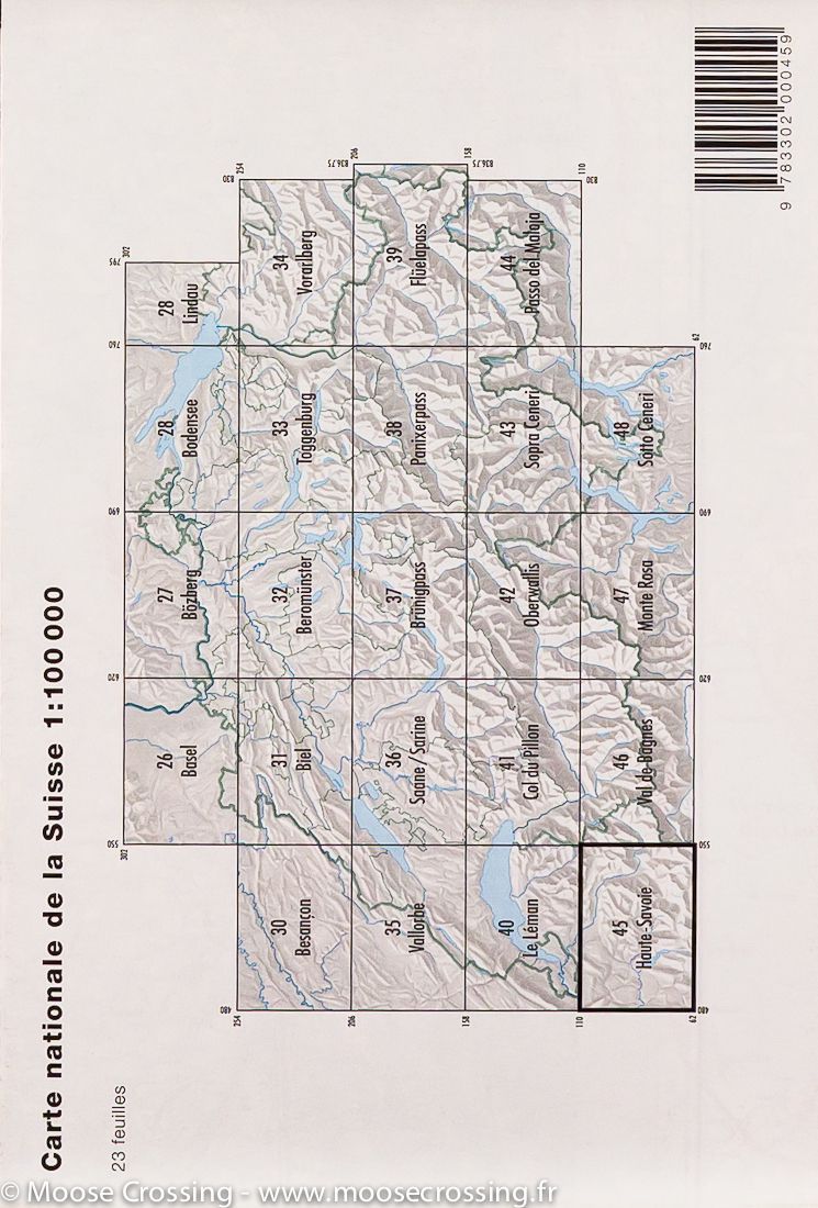 Carte topographique n° 45 - Haute Savoie (France) | Swisstopo - 1/100 000 carte routière Swisstopo