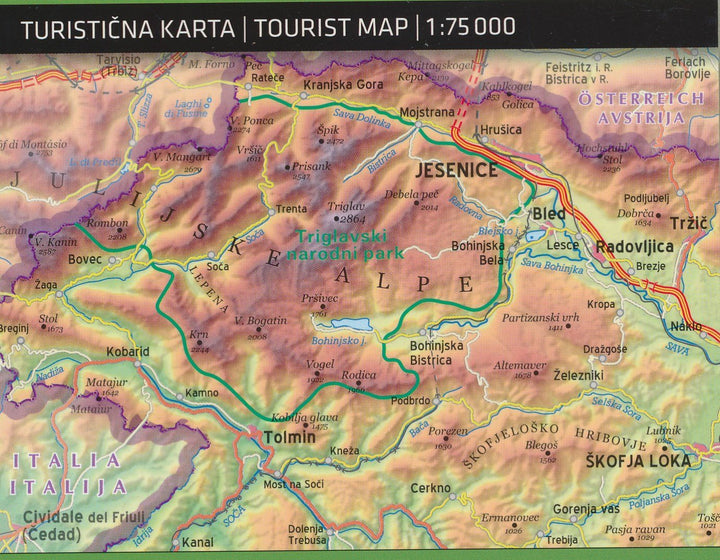 Carte touristique - Alpes Ouest (Slovénie) | Kartografija carte routière Kartografija
