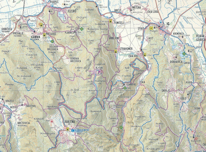 Carte touristique - Ljubljana & environs (Slovénie) | Kartografija carte routière Kartografija