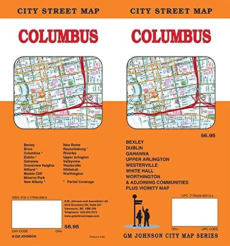Columbus : plan de ville | GM Johnson carte pliée GM Johnson
