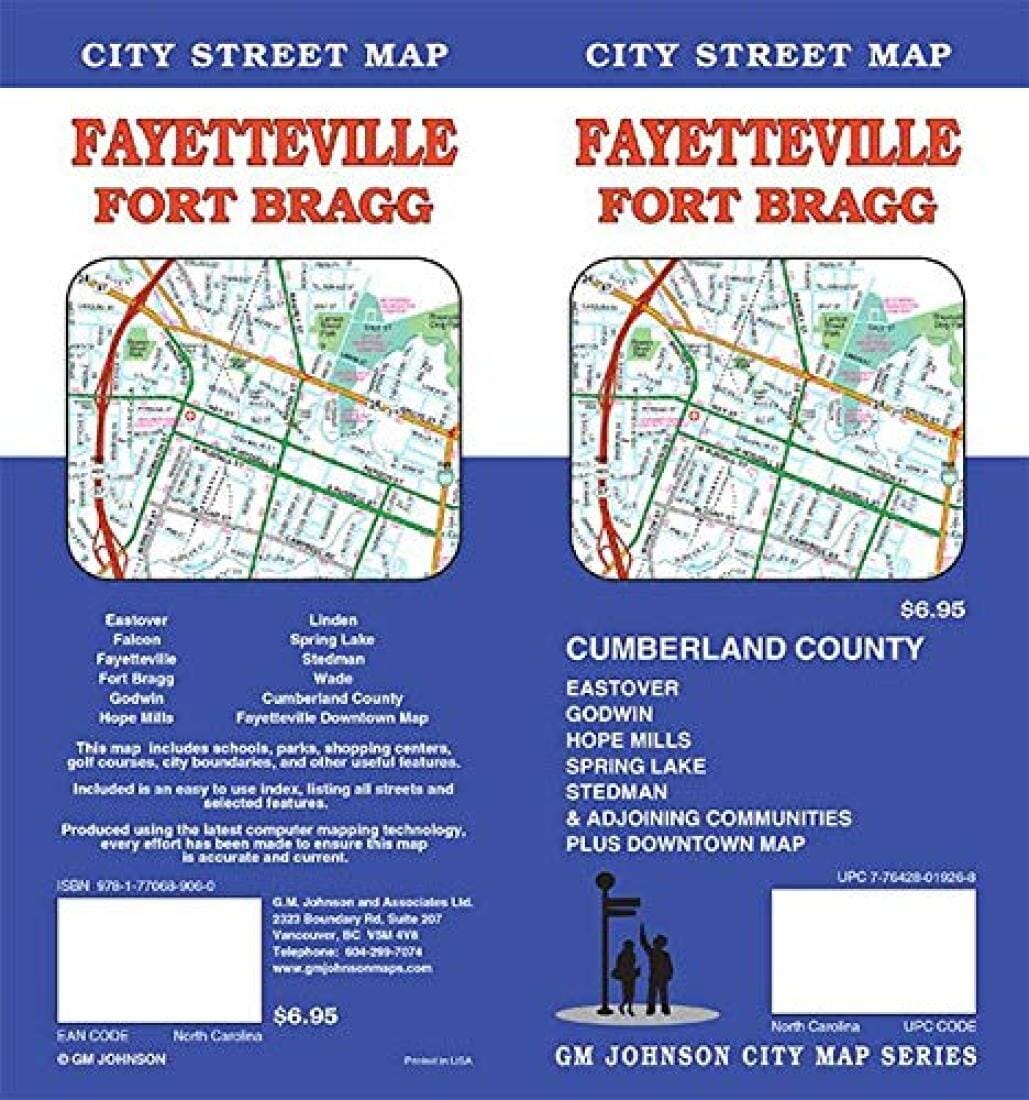 Fayetteville Fort Bragg : City Street Map | GM Johnson carte pliée