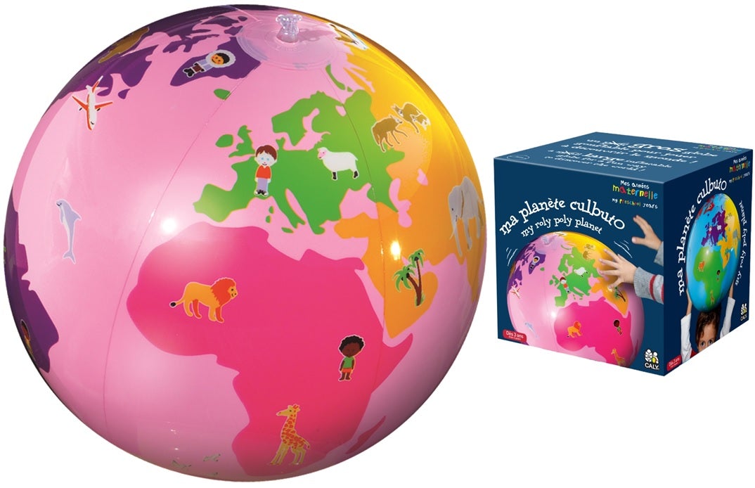 Globe gonflable rose de 38 cm - Ma planète culbuto (3 ans et +) | Calytoys globe Calytoys