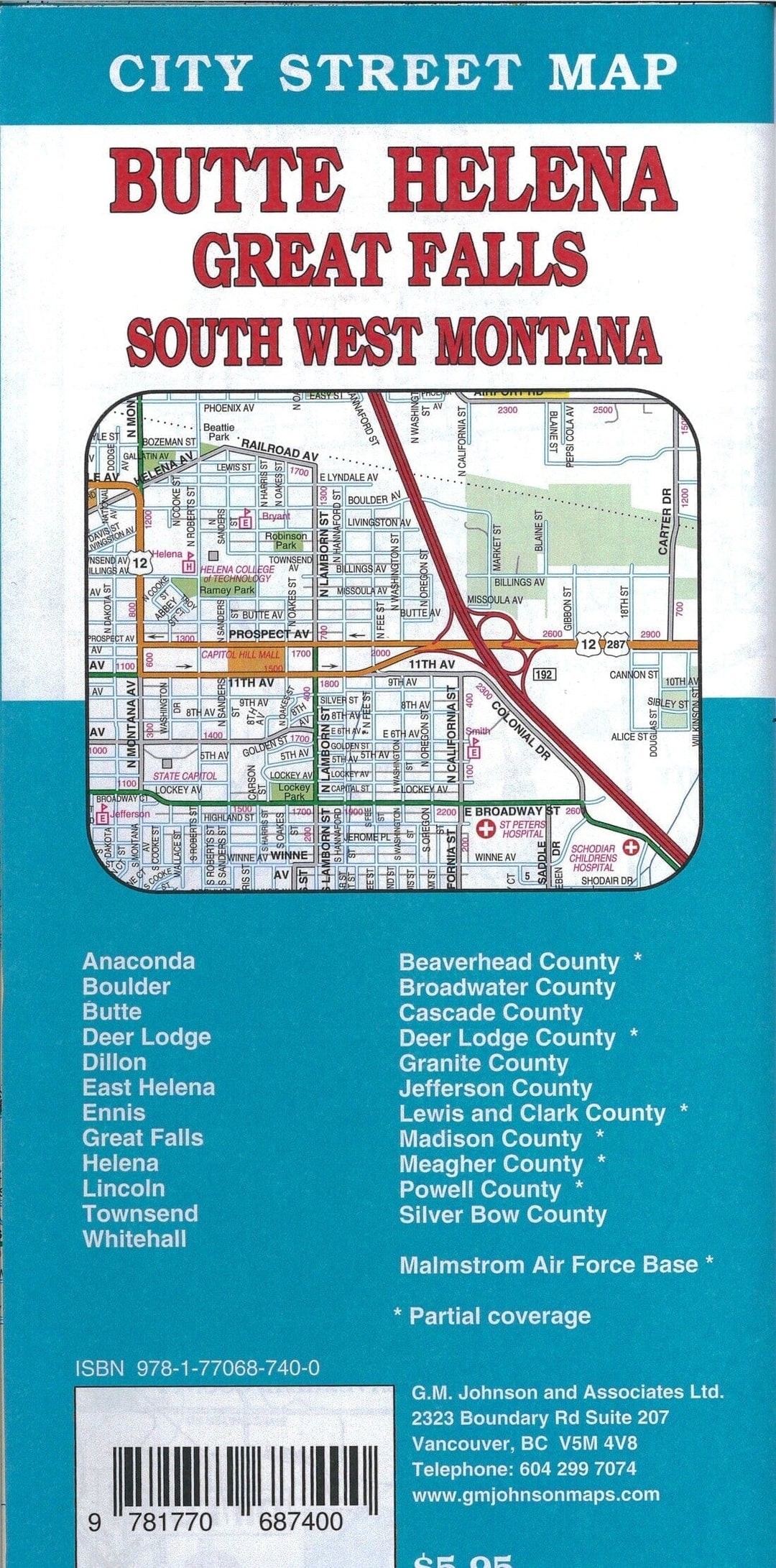 Great Falls : Butte : Helena : south west Montana : city street map = Butte : Helena : Great Falls : south west Montana : city street map | GM Johnson carte pliée
