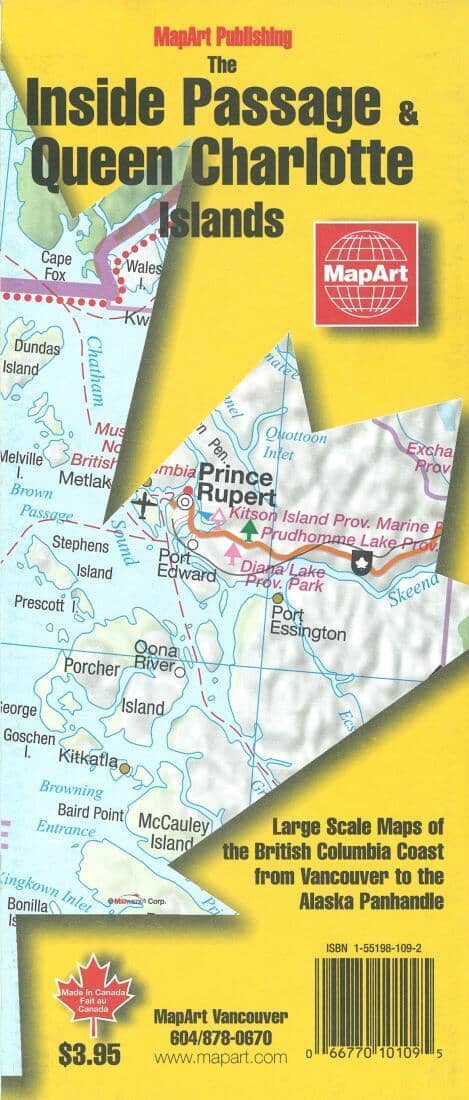 The Inside Passage and Queen Charlotte Islands - British Columbia | Canadian Cartographics Corporation Road Map