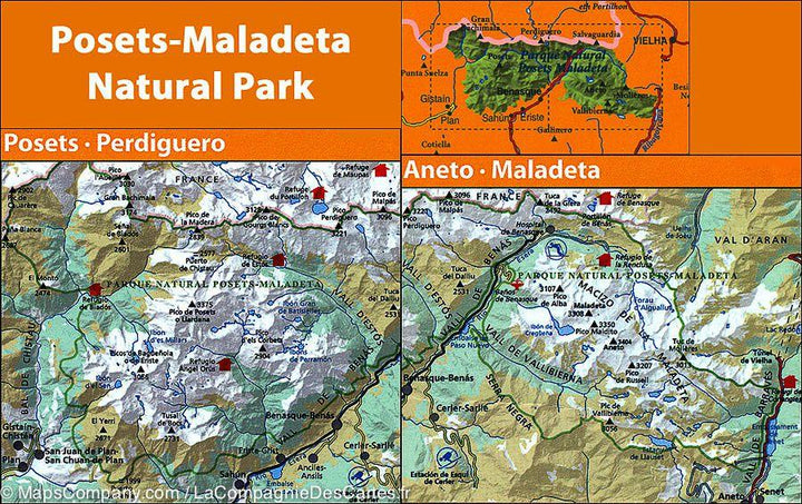 Lot de 2 cartes de randonnée - Parc Naturel de Posets-Maladeta : Aneto, Maladeta, Posets, Perdiguero, Vallées de Benasque & Estos (Pyrénées Aragonaises) | Alpina carte de randonnée Editorial Alpina