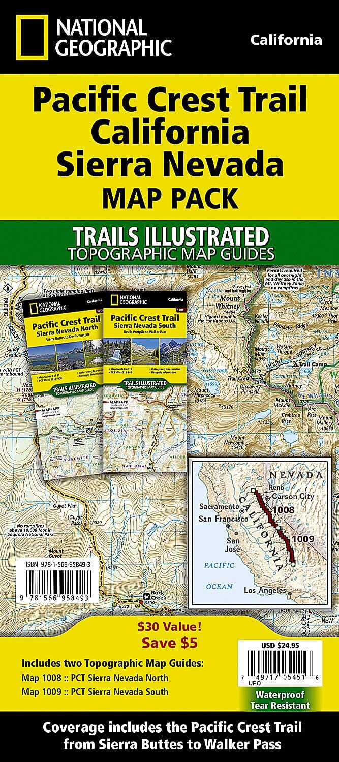 Pacific Crest Trail : California Sierra Nevada (lot de cartes) | National Geographic carte de randonnée National Geographic