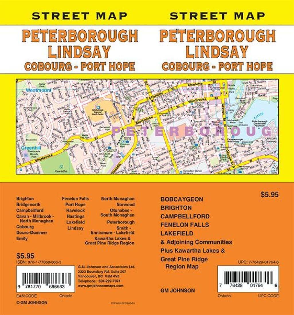Peterborough / Lindsay / Coburg / Port Hope - Ontario Street Map | GM Johnson Road Map