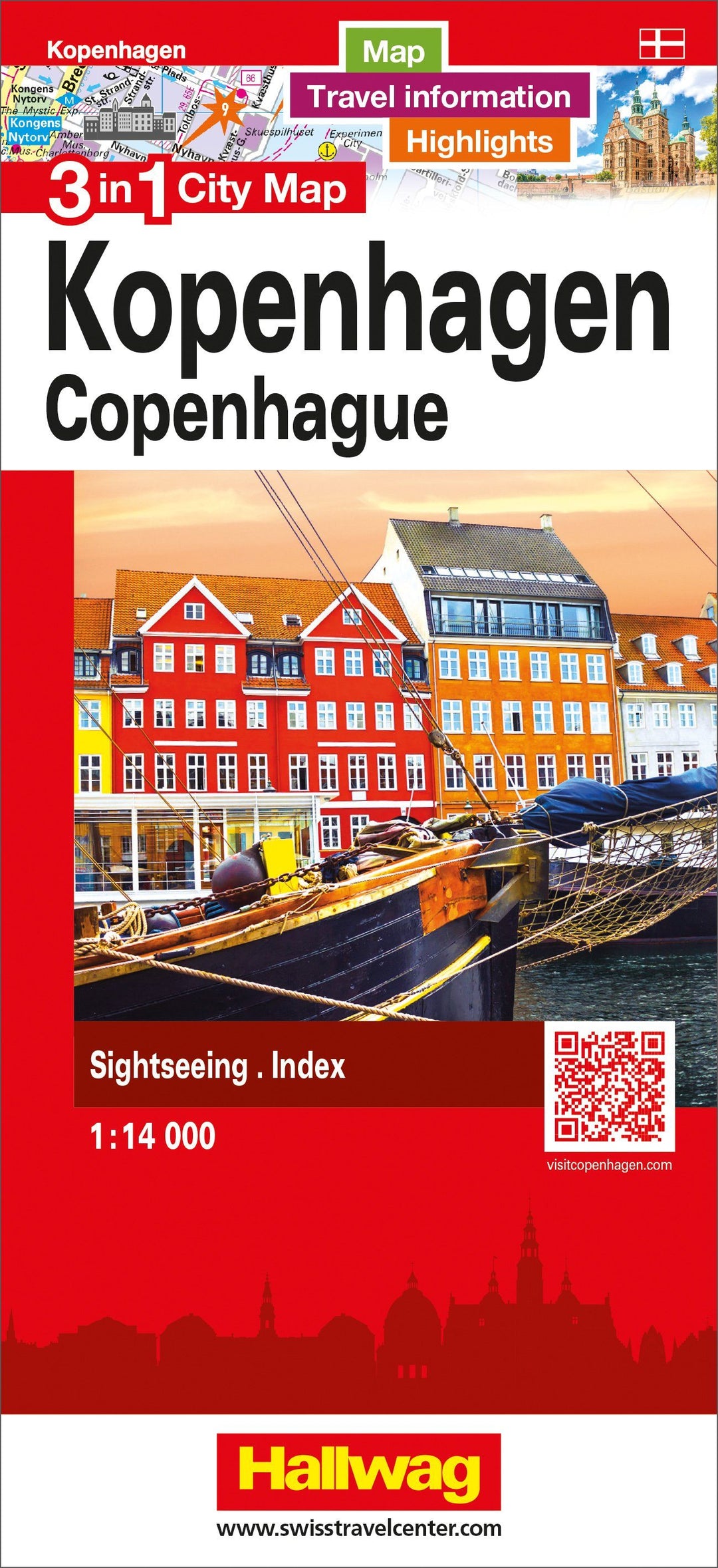Plan de ville - Copenhague | Hallwag - 3 in 1 City maps carte pliée Hallwag