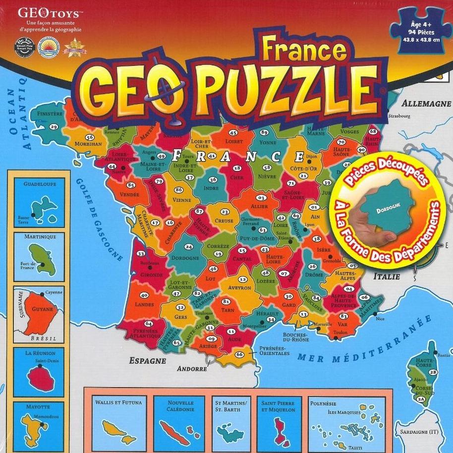 Puzzle géographique - La France (94 pièces) pour enfants 4 ans et + | Geotoys puzzle Geotoys