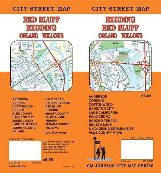 Redding : Red Bluff : Orland Willows: city street map = Red Bluff : Redding : Orland Willows: city street map | GM Johnson carte pliée