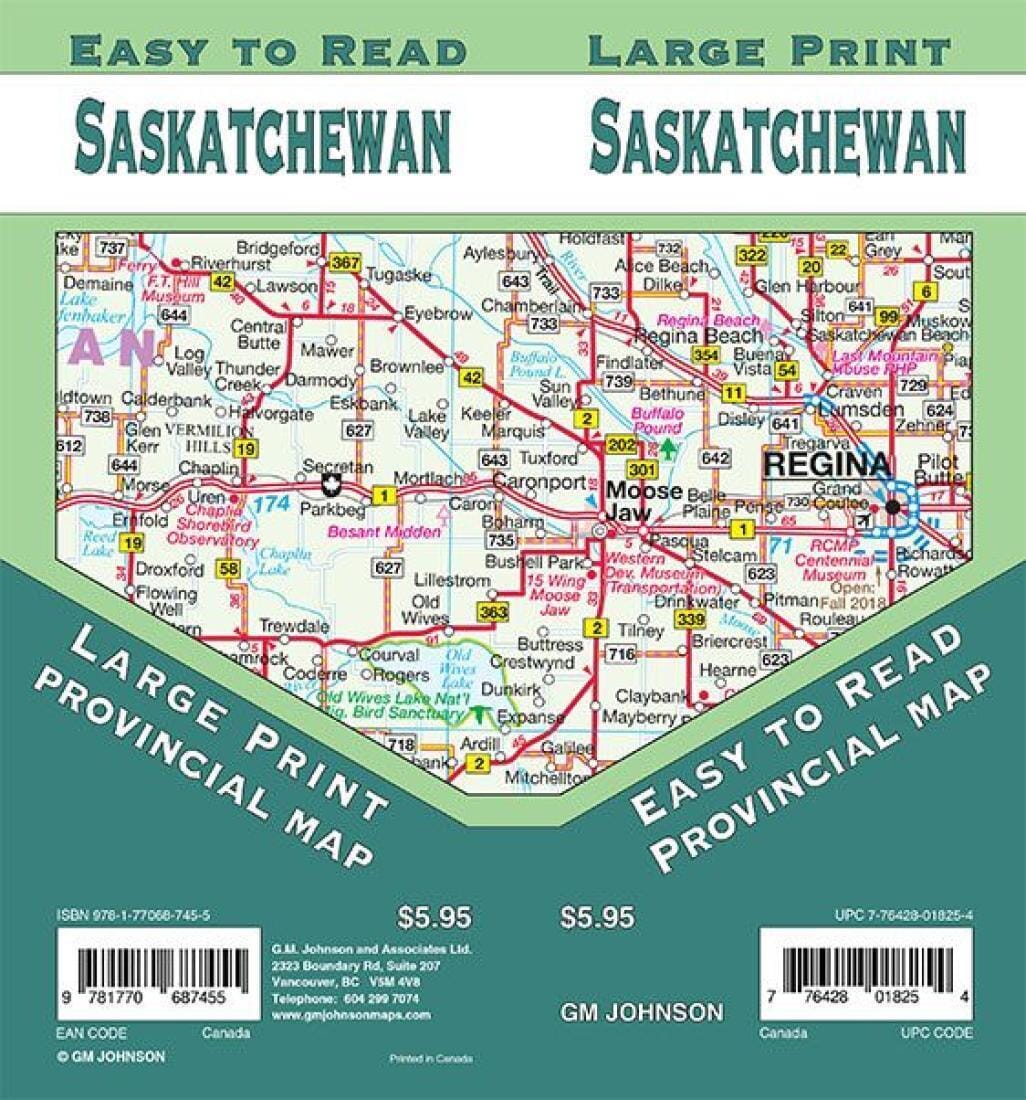 Saskatchewan Large Print - Saskatchewan Province Map | GM Johnson Road Map