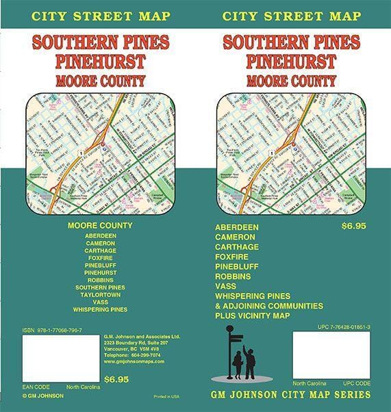Southern Pines / Pinehurst / Moore County - North Carolina Street Map | GM Johnson Road Map