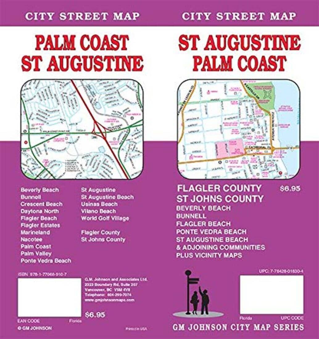 St Augustine : Palm Coast : city street map | GM Johnson carte pliée