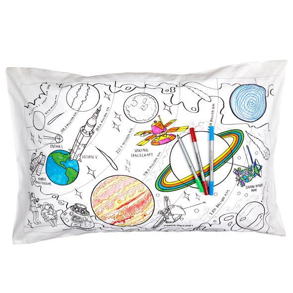 Taie d'oreiller coloriable - L'espace | Eat Sleep Doodle jeu Eat Sleep Doodle