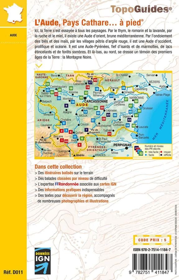 Topoguide de randonnée - L'Aude, Pays Cathare à pied | FFR guide de randonnée FFR - Fédération Française de Randonnée