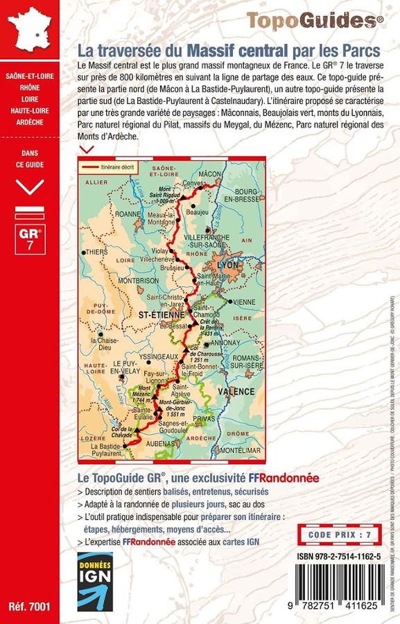 Topoguide de randonnée - Traversée du Massif Central par les parcs - GR7 | FFR guide de randonnée FFR - Fédération Française de Randonnée