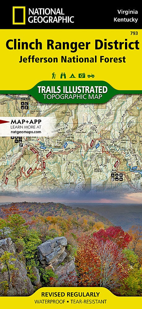 Trails Map of Clinch Ranger District, Jefferson National Forest (Virginia, Kentucky), # 793 | National Geographic carte pliée National Geographic