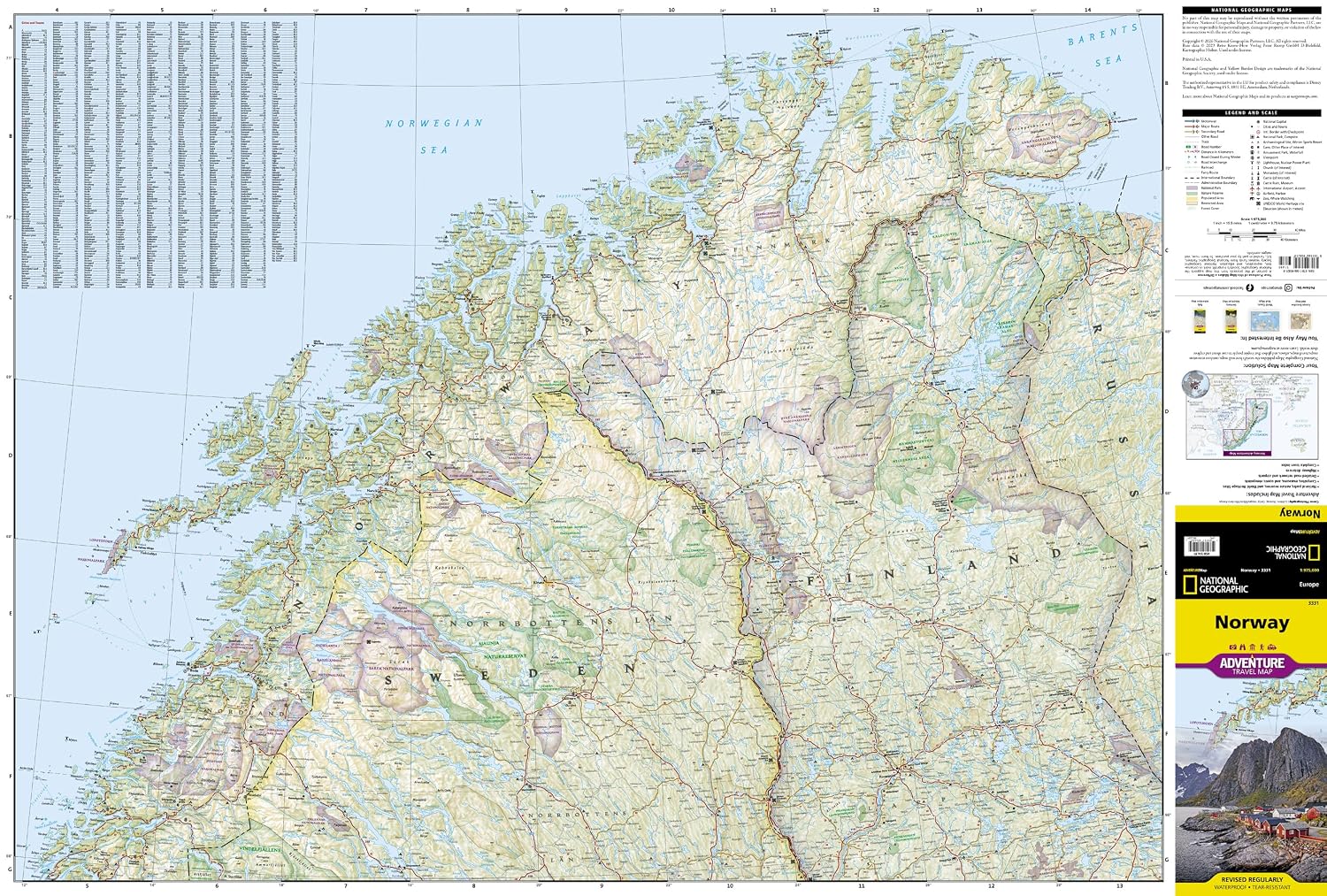 Carte routière et touristique - Norvège | National Geographic