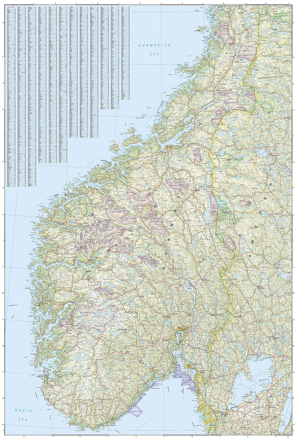 Carte routière et touristique - Norvège | National Geographic