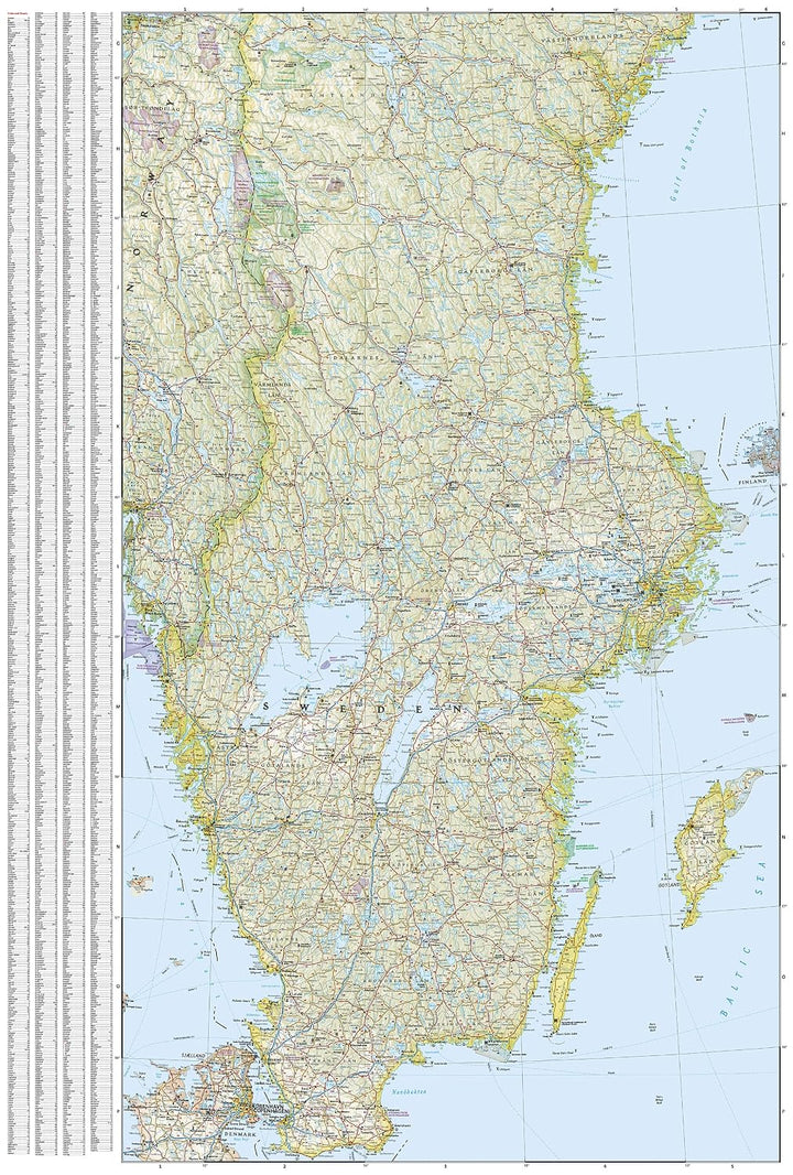 Carte routière et touristique - Suède | National Geographic