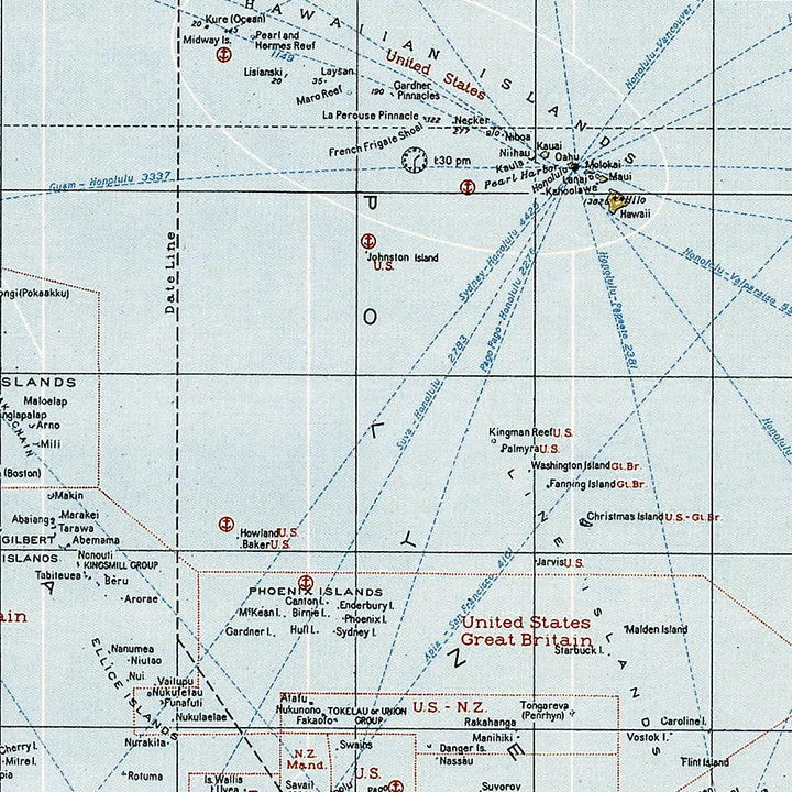 Carte historique - Théâtre de guerre dans le Pacifique (1942) | National Geographic carte routière National Geographic