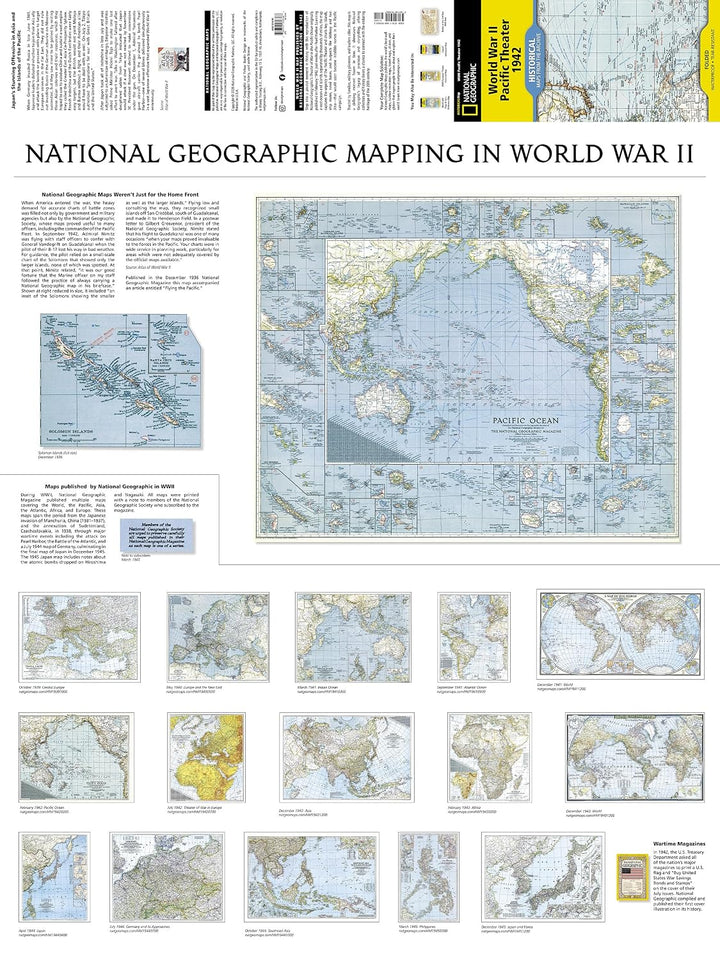 Carte historique - Théâtre de guerre dans le Pacifique (1942) | National Geographic carte routière National Geographic