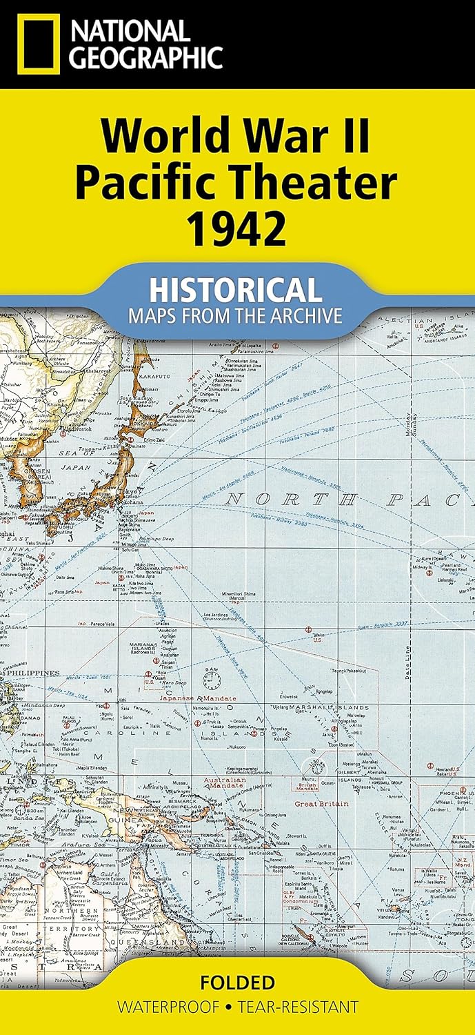 Carte historique - Théâtre de guerre dans le Pacifique (1942) | National Geographic carte routière National Geographic