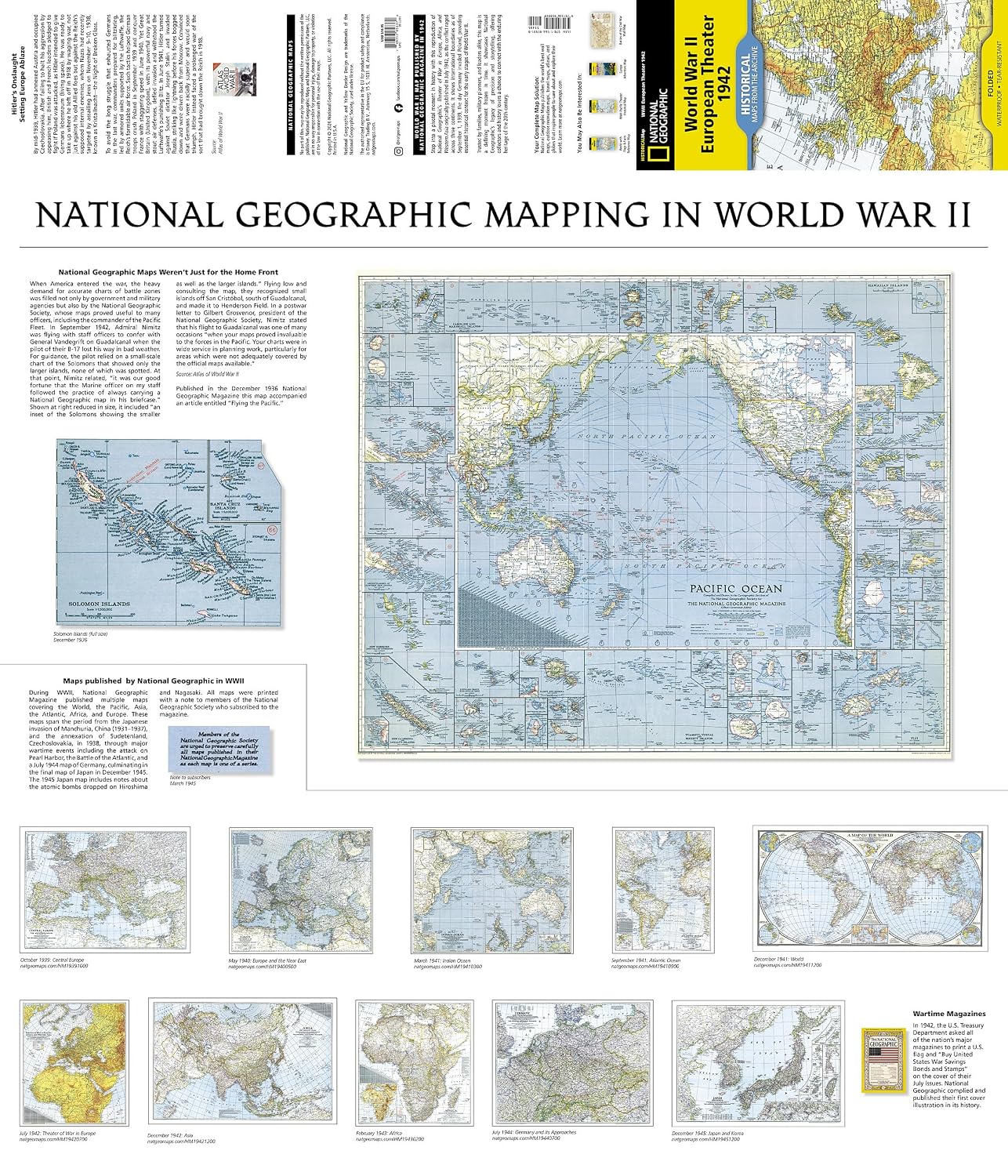 Carte historique - Théâtre de guerre en Europe (1942) | National Geographic carte routière National Geographic