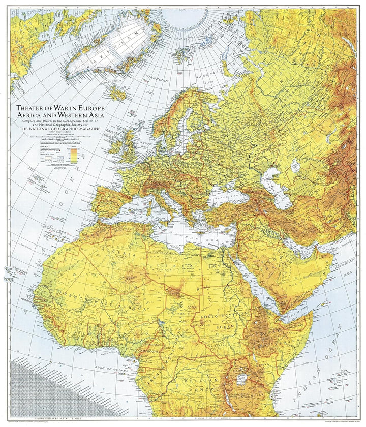 Carte historique - Théâtre de guerre en Europe (1942) | National Geographic carte routière National Geographic