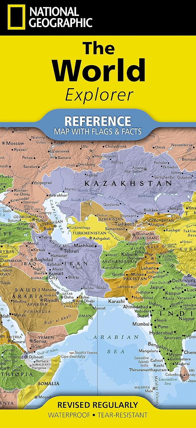 Carte du monde (vendue plié) - World Explorer with Flags & Facts | National Geographic carte routière National Geographic