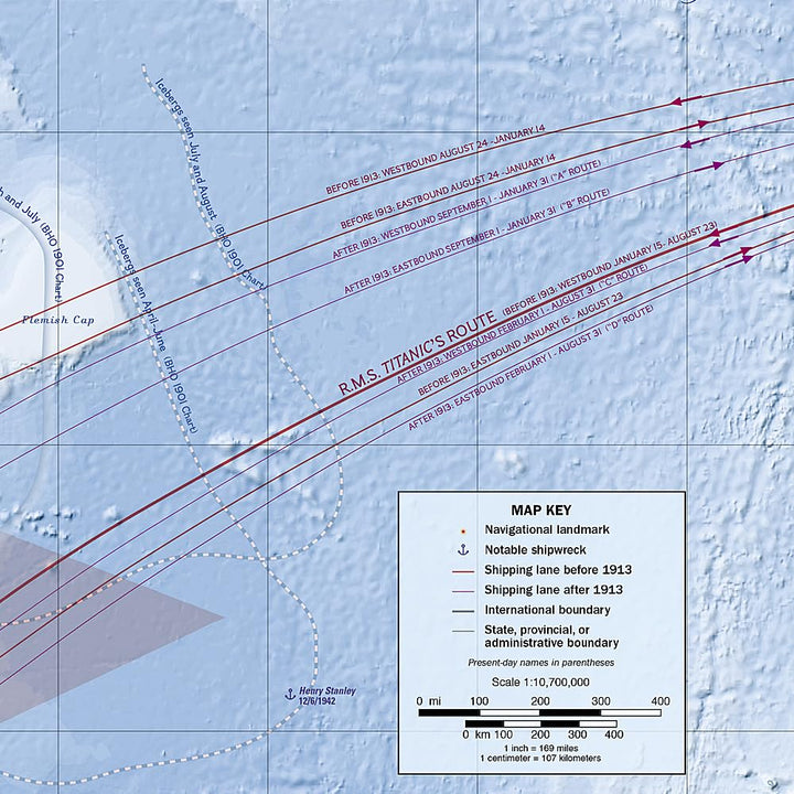 Carte historique - Titanic | National Geographic carte routière National Geographic