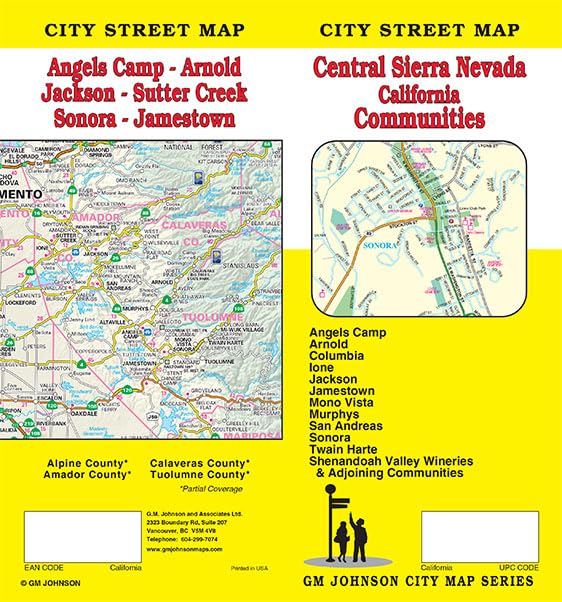 Plan des localités de la Sierra Nevada centrale, Californie | GM Johnson