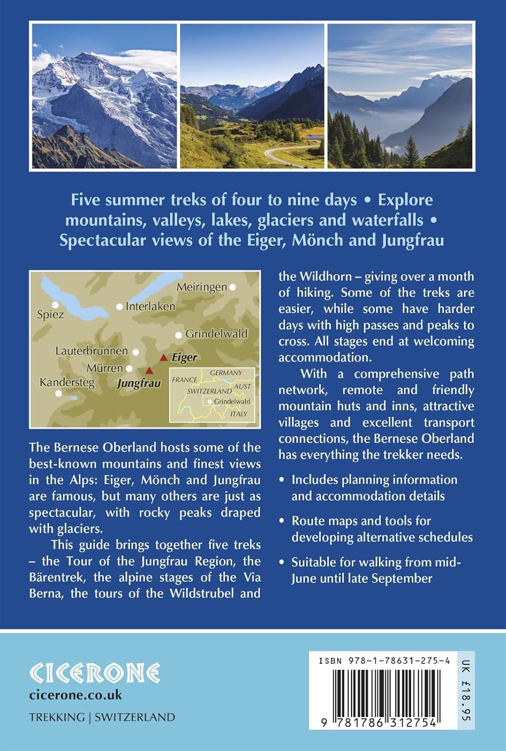 Guide de randonnée (en anglais) - Trekking in the Bernese Oberland | Cicerone