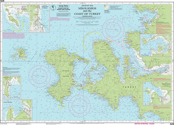 Carte marine G28 - Île de Chios et côte turque | Imray - 1:190 000