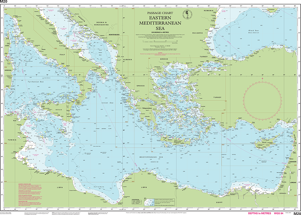 Carte marine M20 - Méditerranée orientale | Imray - 1:2 750 000 carte marine Imray