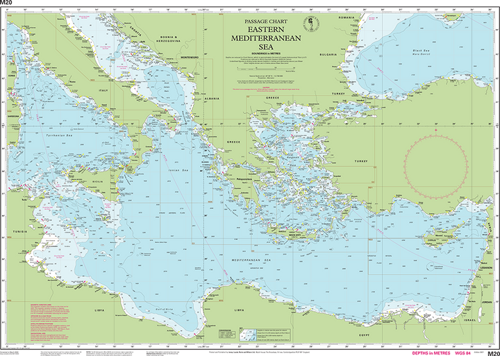Carte marine M20 - Méditerranée orientale | Imray - 1:2 750 000 carte marine Imray