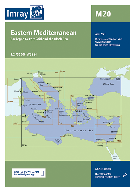 Carte marine M20 - Méditerranée orientale | Imray - 1:2 750 000 carte marine Imray