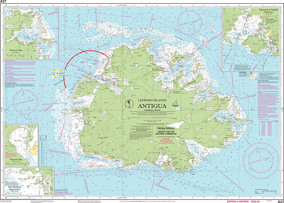 Carte marine A27 - Antigua | Imray - 1:50 000 carte marine Imray