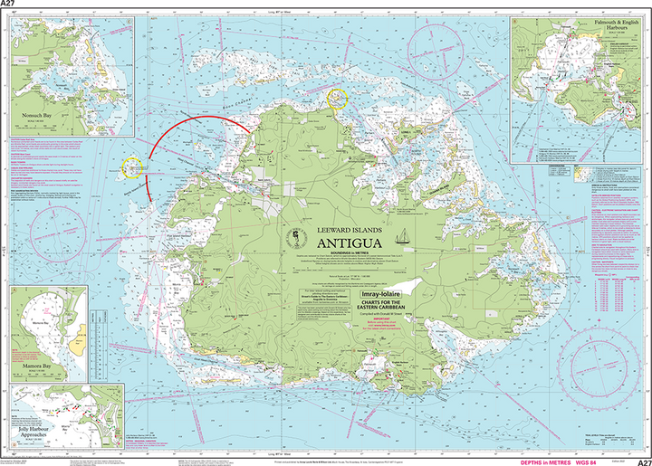 Carte marine A27 - Antigua | Imray - 1:50 000 carte marine Imray